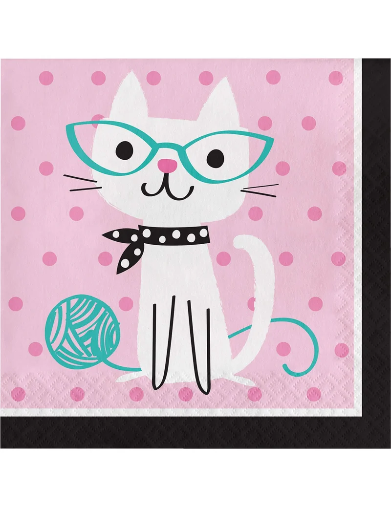 16 rosafarbene Katzen Papierservietten 33 x 33 cm süßer Kätzchen Geburtstag