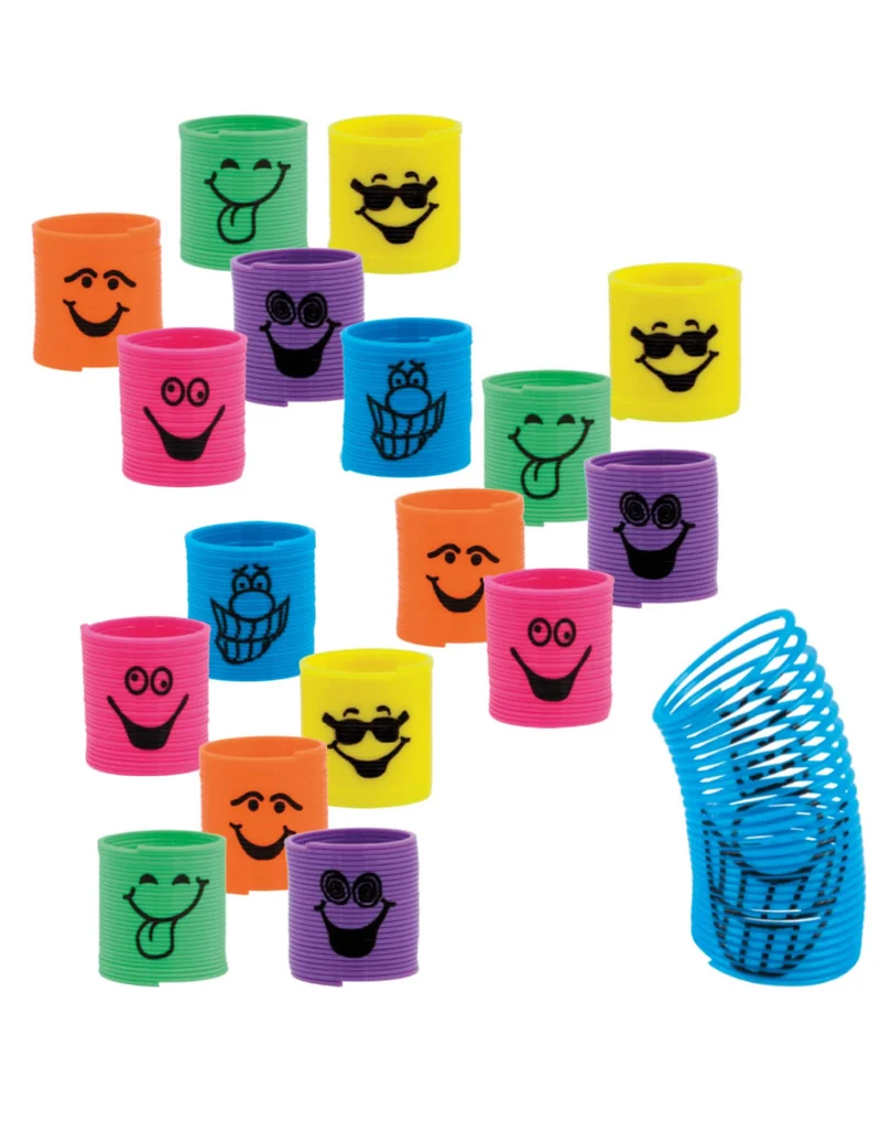 Set von 18 bunten Minifedern für Pinata 3 cm lustige Gesichter