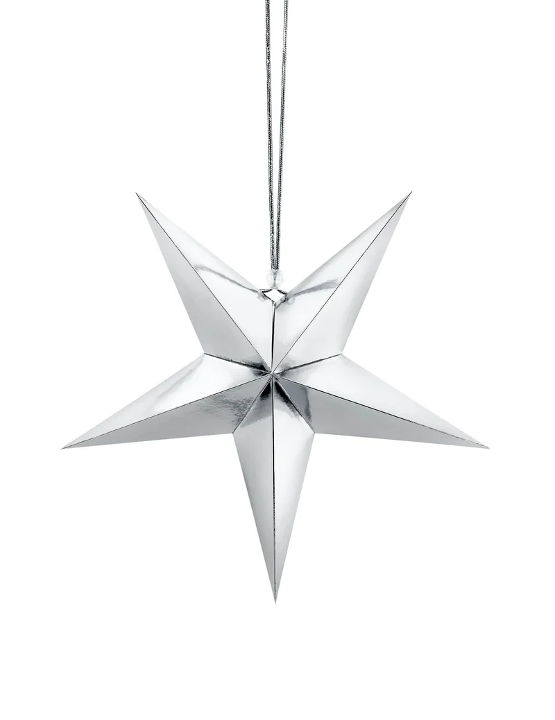 Silberner Stern Hängedekoration aus Karton 30 cm elegant für Weihnachten