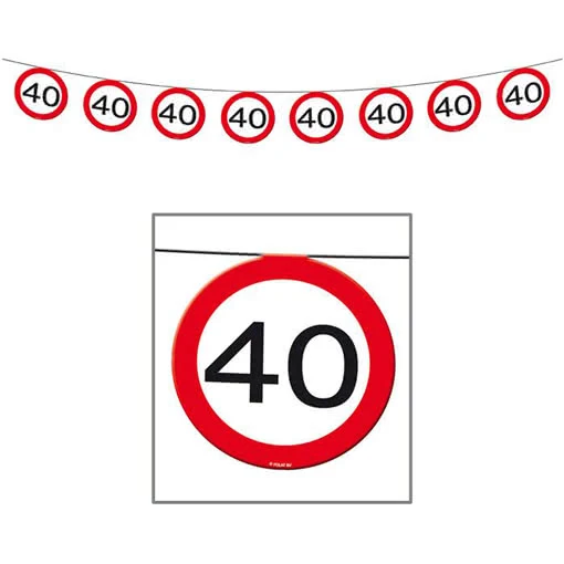 Warnschild 40 Wimpelkette