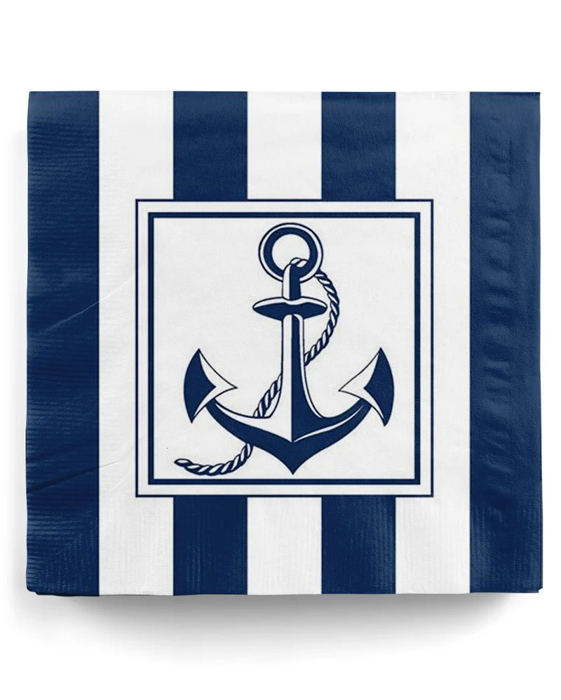 20 weiß-blaue Anker Servietten