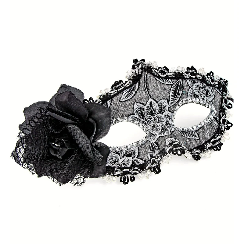 Halloween Augenmaske Schwarze Rose
