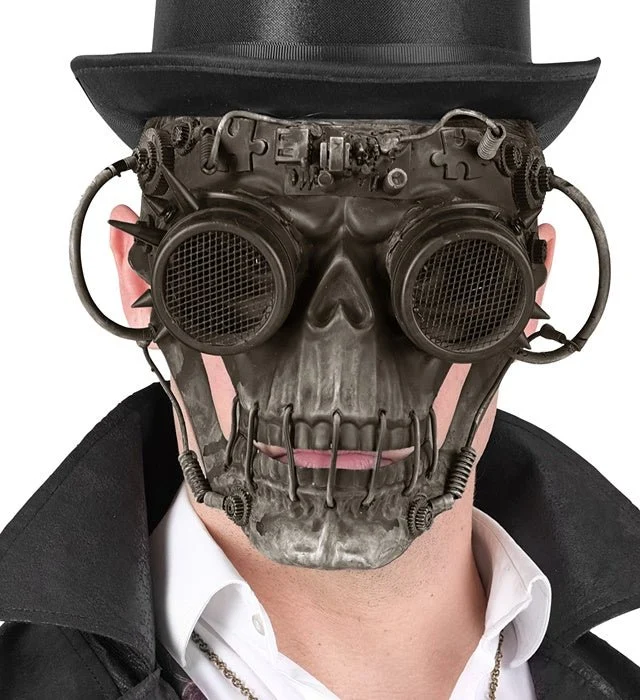 Halloween Maske Braun Steampunk Totenkopf