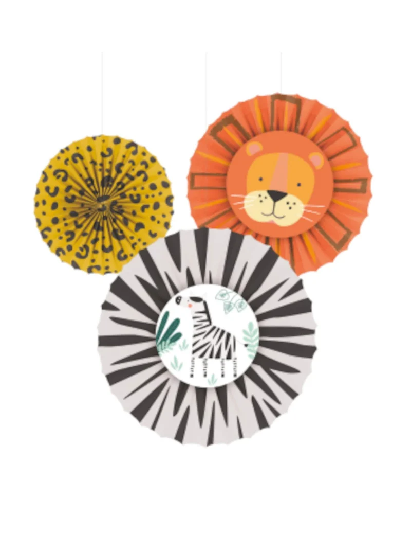 3 Hängedekorationen Get Wild Safari 18 bis 38 cm aus Papier