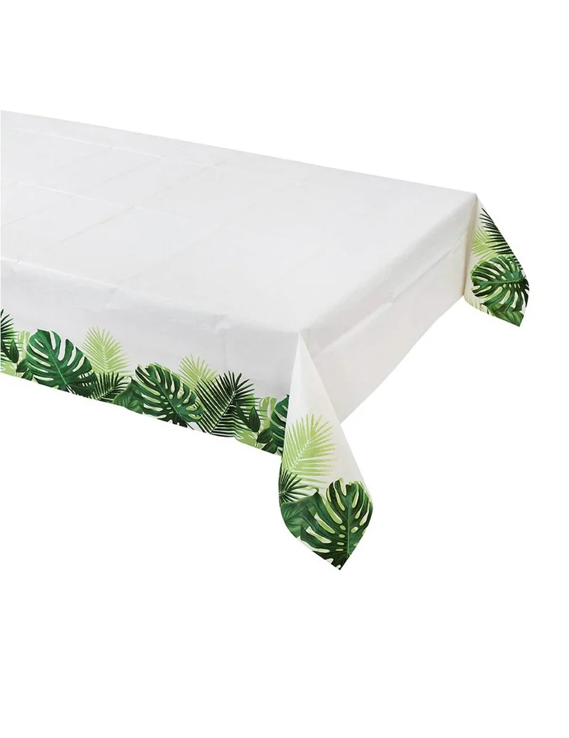 Tropický papierový obrus z bieleho a zeleného papiera 180 x 120 cm