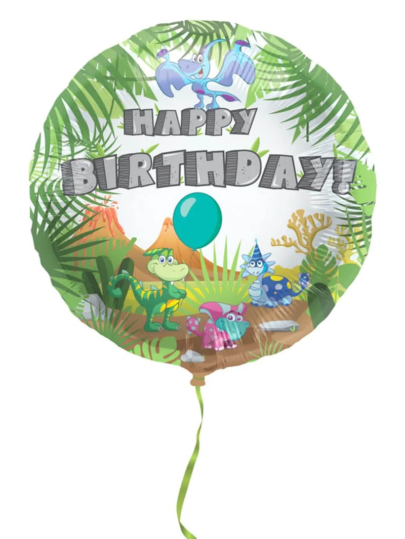 Aluminiumballon Happy Birthday Dinosaurier 45cm Tropendekor