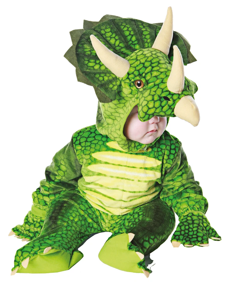 Dreihorn Dino Kleinkinderkostüm Grün