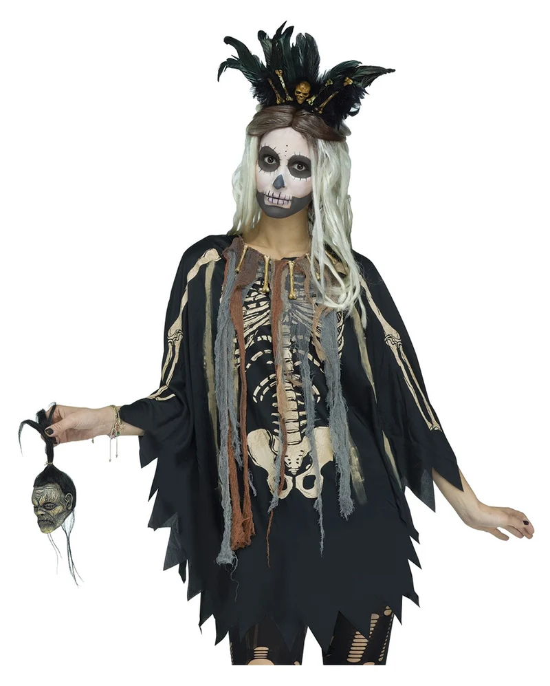 Voodoo Skelett Kostüm-Poncho