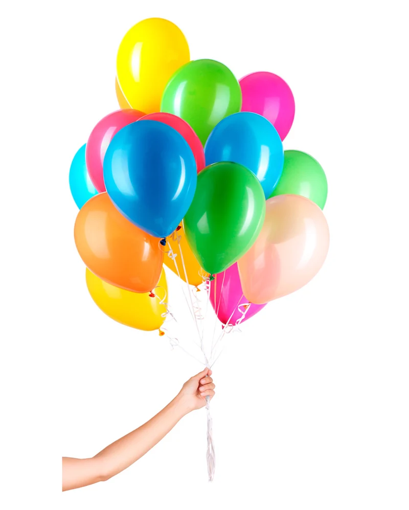 50 Bunte Ballons für Helium mit Schnur