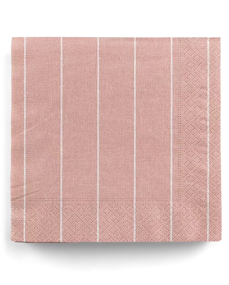20 Rosé Servietten mit Nadelstreifen