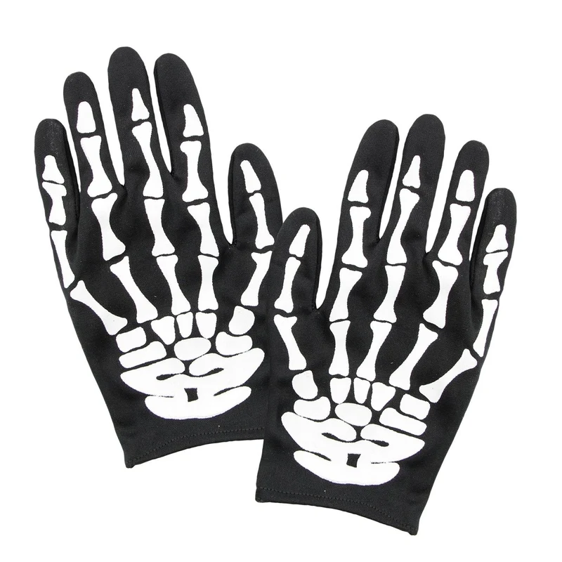 Halloween Handschuhe Weiß Schwarz Skelett
