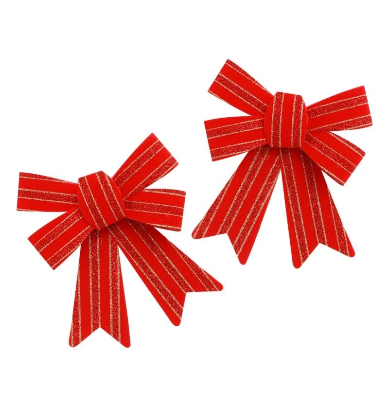 Rot-Gold Schleife Streifen 17cm 2Stk