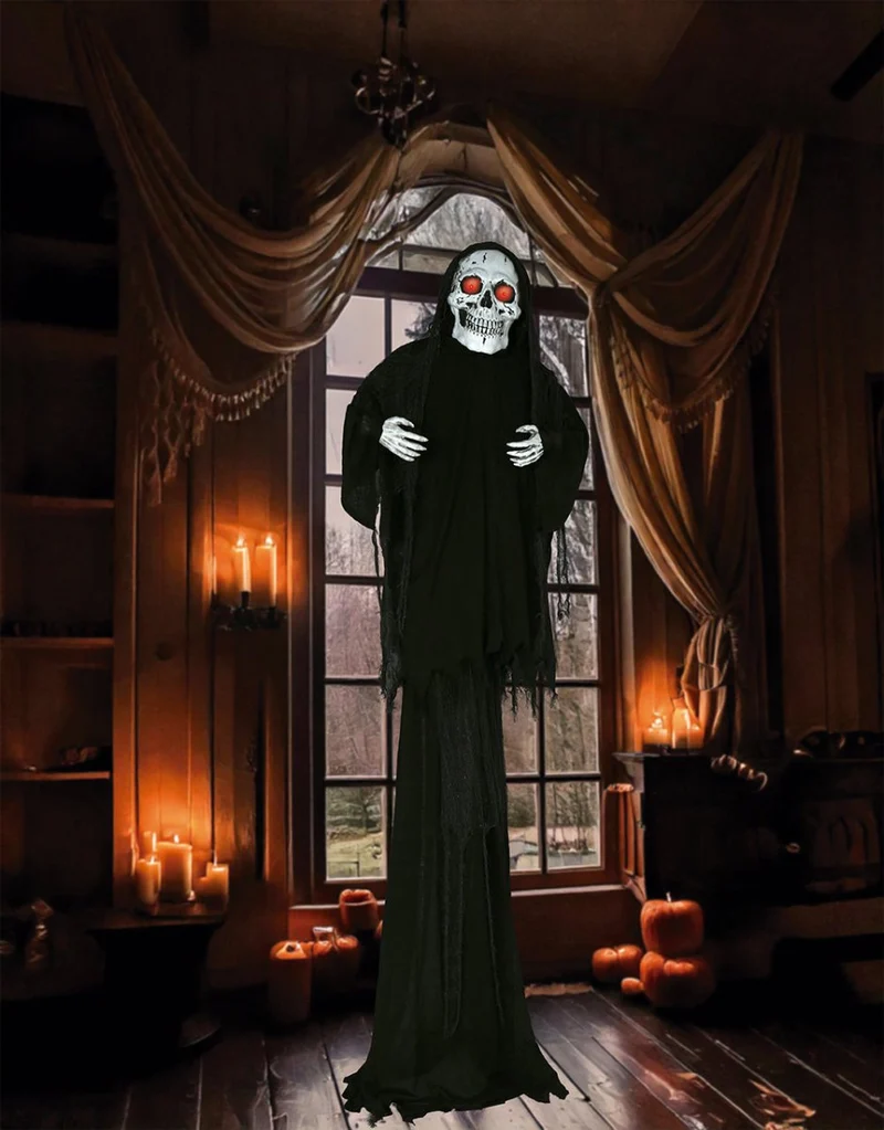 Halloween-Puppe Skelett mit Licht, Sound und Bewegung 2,6m