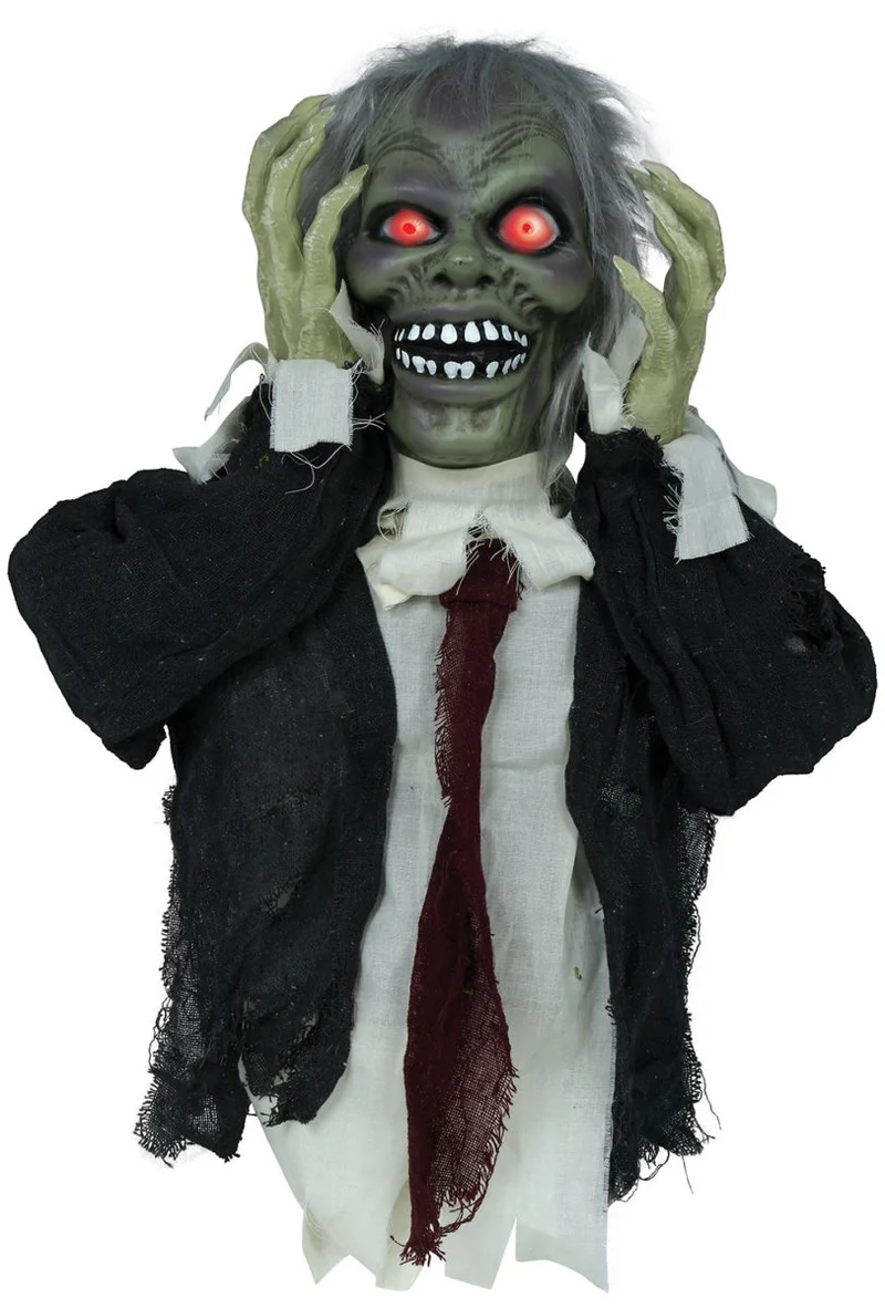 Halloween Puppe Zombie mit Licht, Ton und Bewegung 55cm