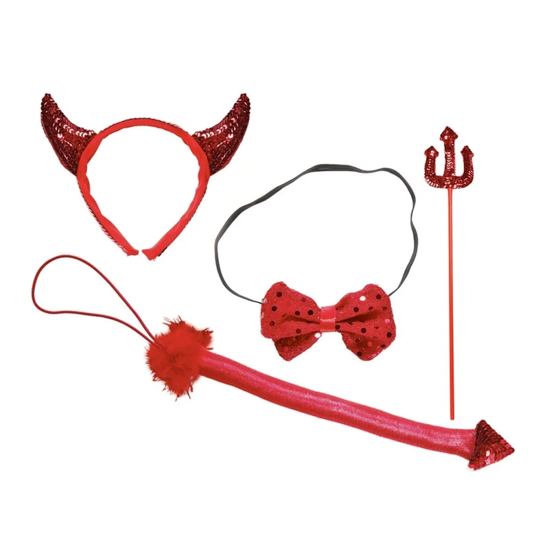 Halloween Zubehör Set Teufel 4 Stück