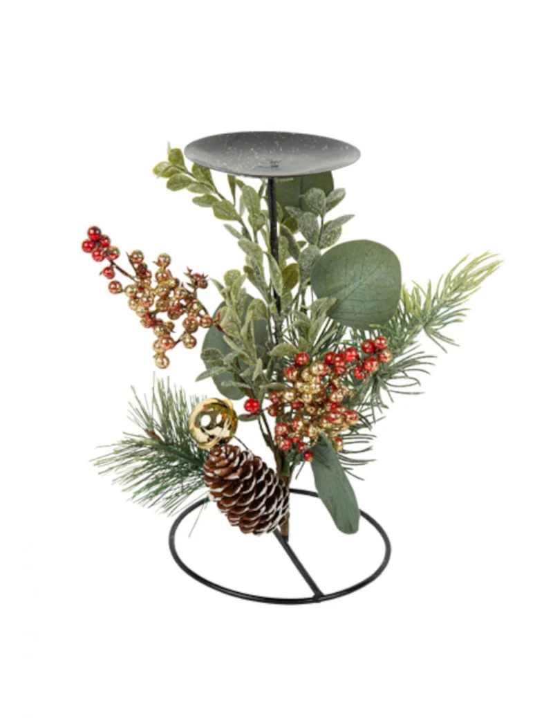 Traditioneller und pflanzlicher Kerzenhalter 20 cm Weihnachtsdeko