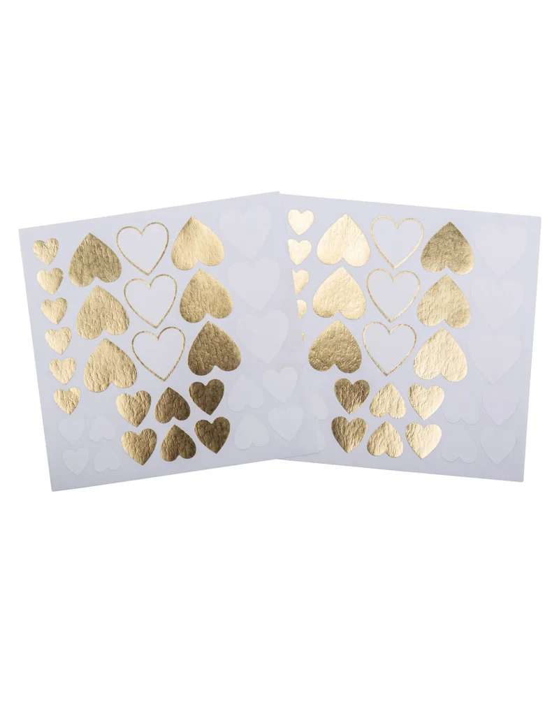 64 weiße und goldene Herz-Sticker 1,5 bis 3 cm Hochzeitsdeko