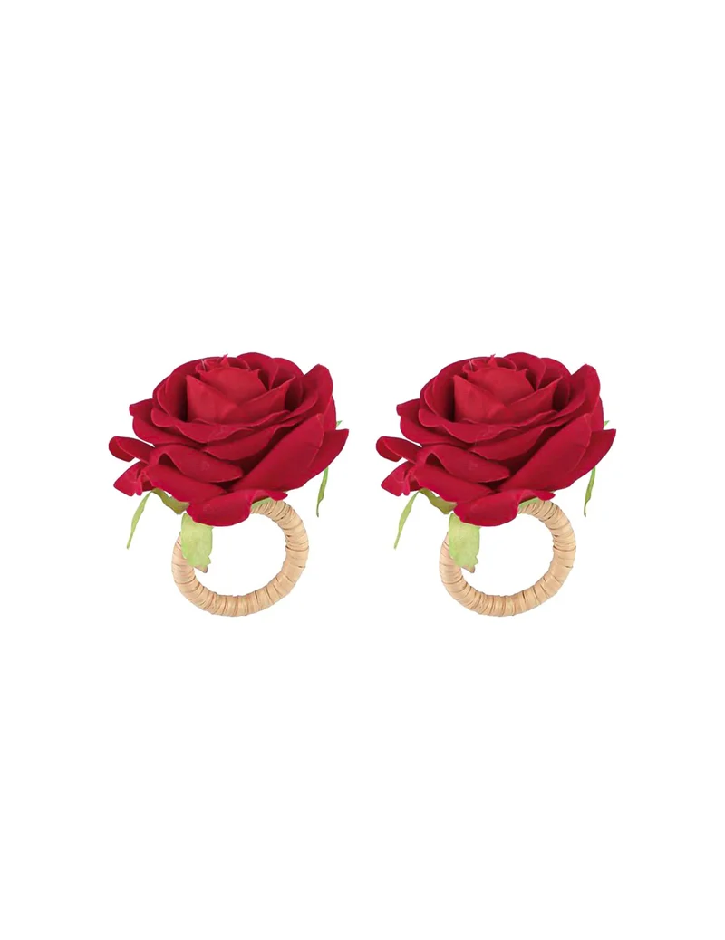 2 Serviettenringe rote Rosen 6 x 8 cm