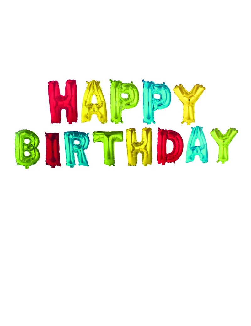 Aluminium Buchstabenballons Happy Birthday mehrfarbig 33 cm