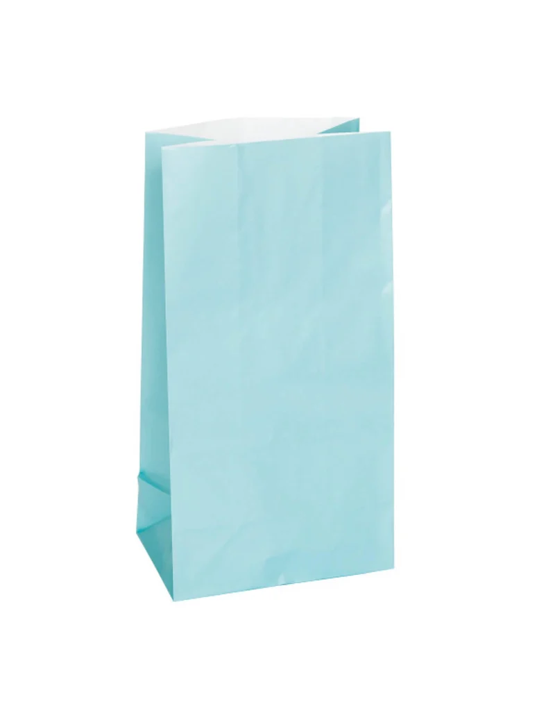 12 hellblaue Papiergeschenktüten 25 x 9 cm