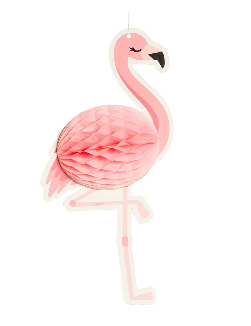 Waben-Flamingo Hängedekoration 27 x 14 cm Papier-Dekoration