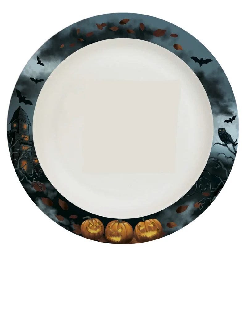 8 kompostierbare Pappteller Spukvilla 24 cm Halloween