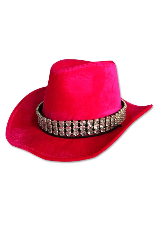Lady Samthut pink mit Strasssteinen
