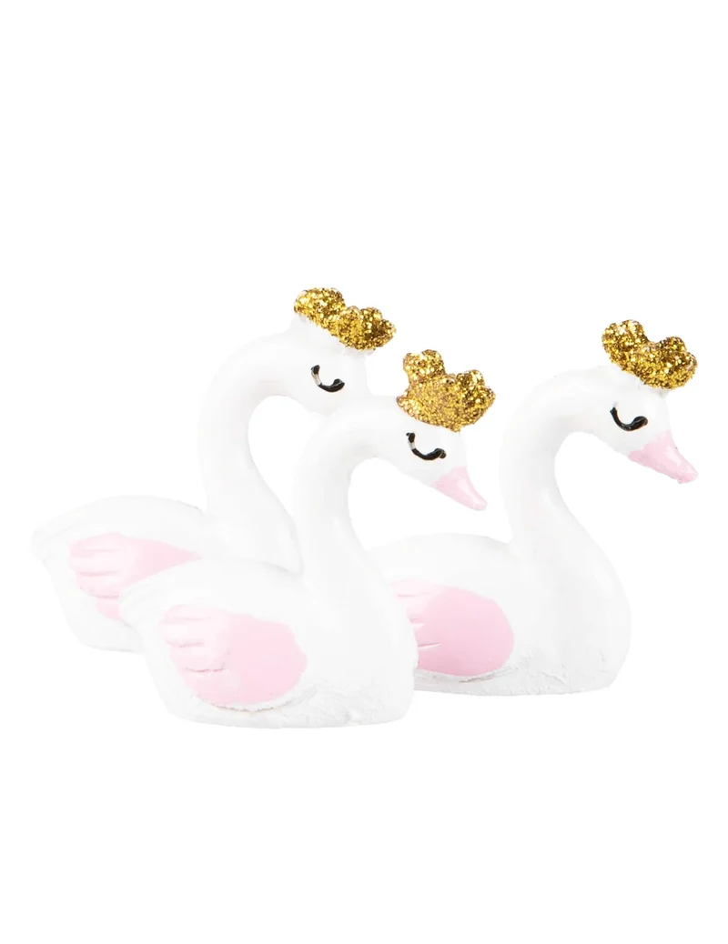 3 roségoldene Schwan-Harzfiguren 3,8 cm für Babyparty
