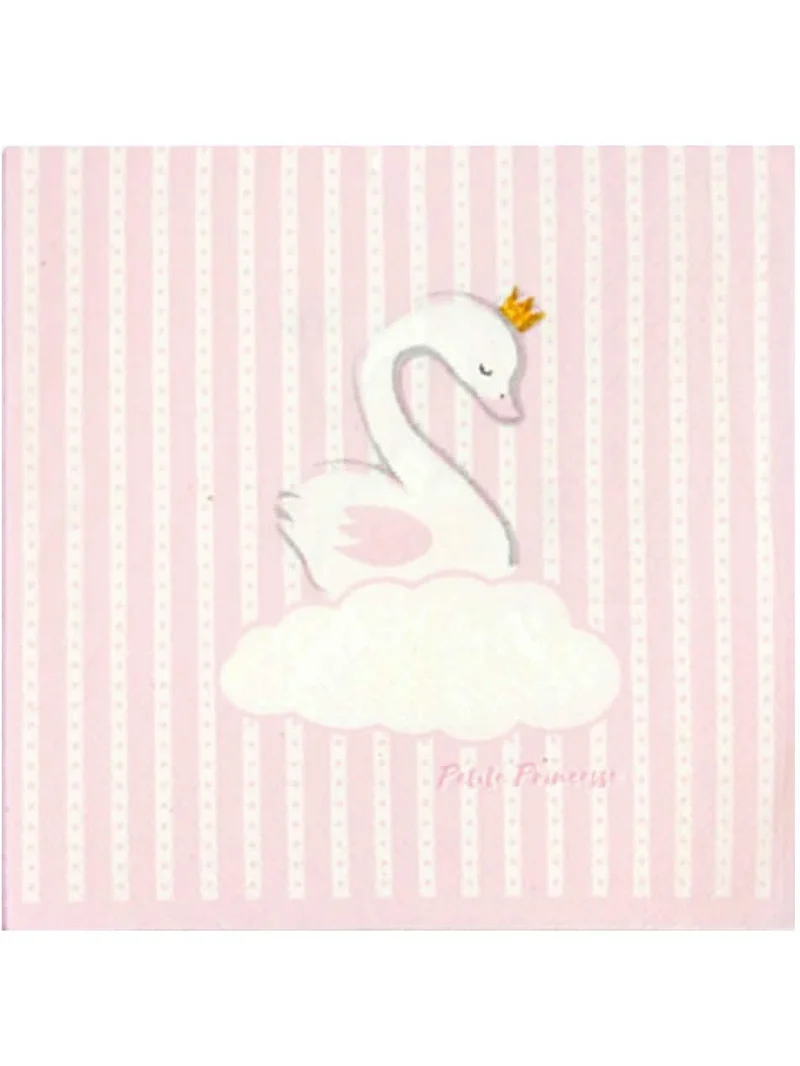 20 rosa Schwan-Papierservietten kleine Prinzessin 33 x 33 cm