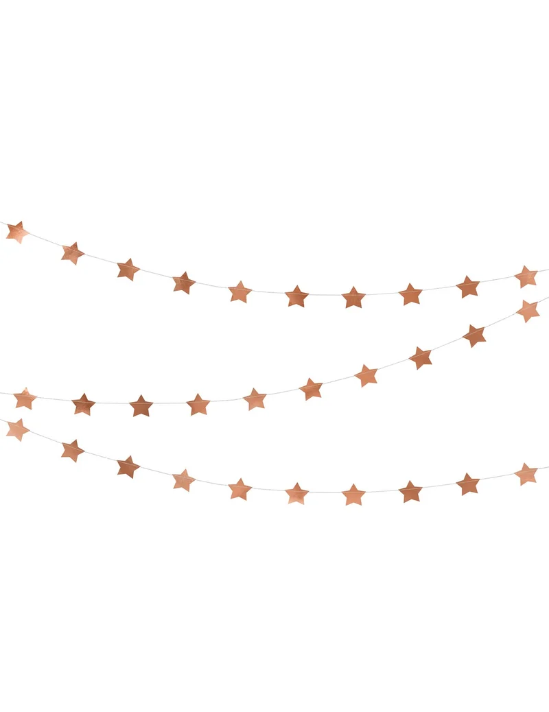 Girlande aus roségold-metallic Sternen, 3,6 m für Weihnachten