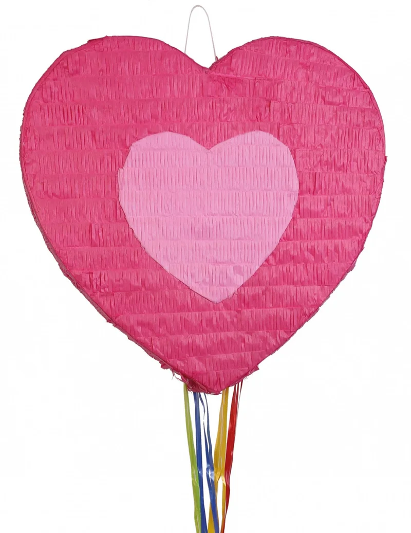 Rosa Herz Piñata 56 x 50 cm zum Aufhängen