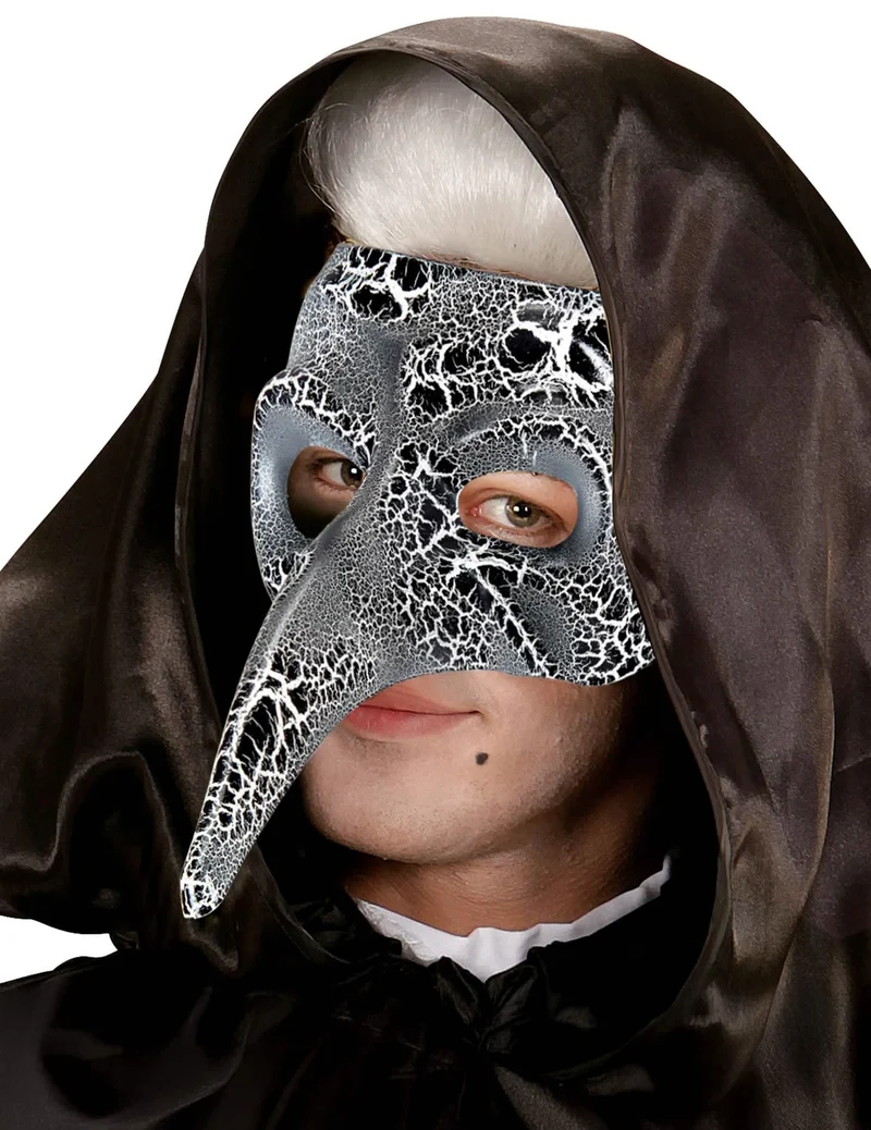 Venezianische Halbmaske mit langer Nase und Craquelé-Effekt für Erwachsene