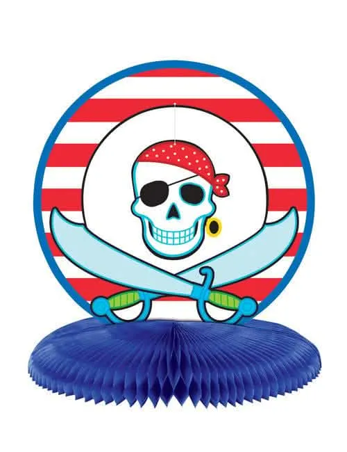 Piraten-Tischdeko Kindergeburtstag blau-weiss-rot 24 cm