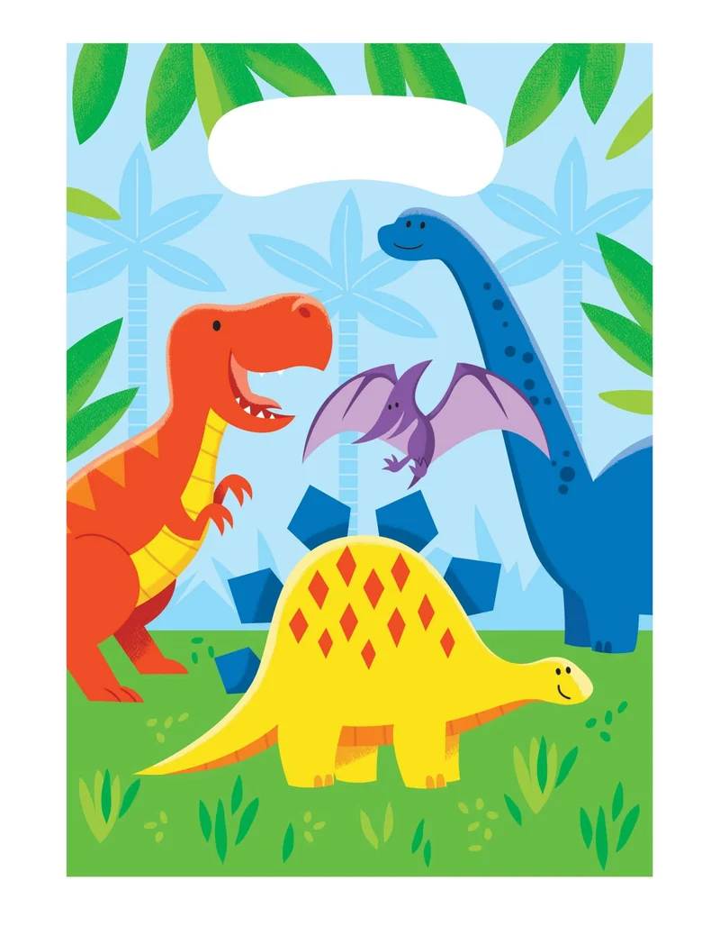 8 kleine Dinosaurier Geschenktüten 23 x 16 cm für Geburtstag