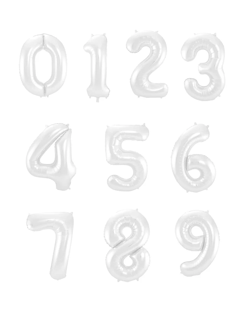 Matter weißer Mylar-Zahlenballon 86 cm für Geburtstage