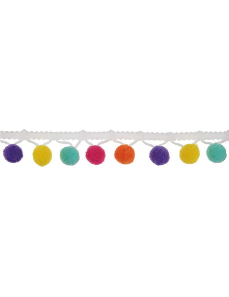 Multicolores Pomponband 2m weiß 2cm