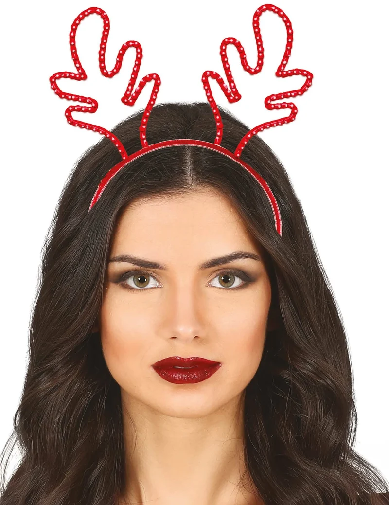 Weihnachts-Rentier-Haarreif mit roten Strasssteinen