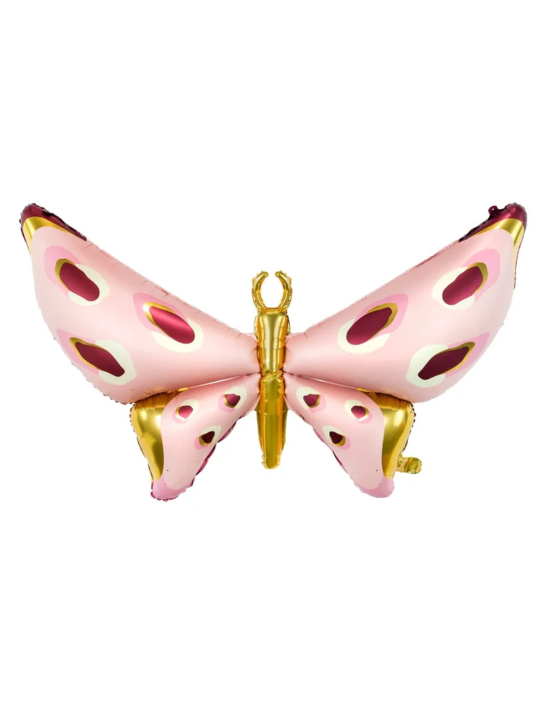 Riesen-Schmetterlingsballon aus Aluminium 120 x 87 cm Rosa und Gold