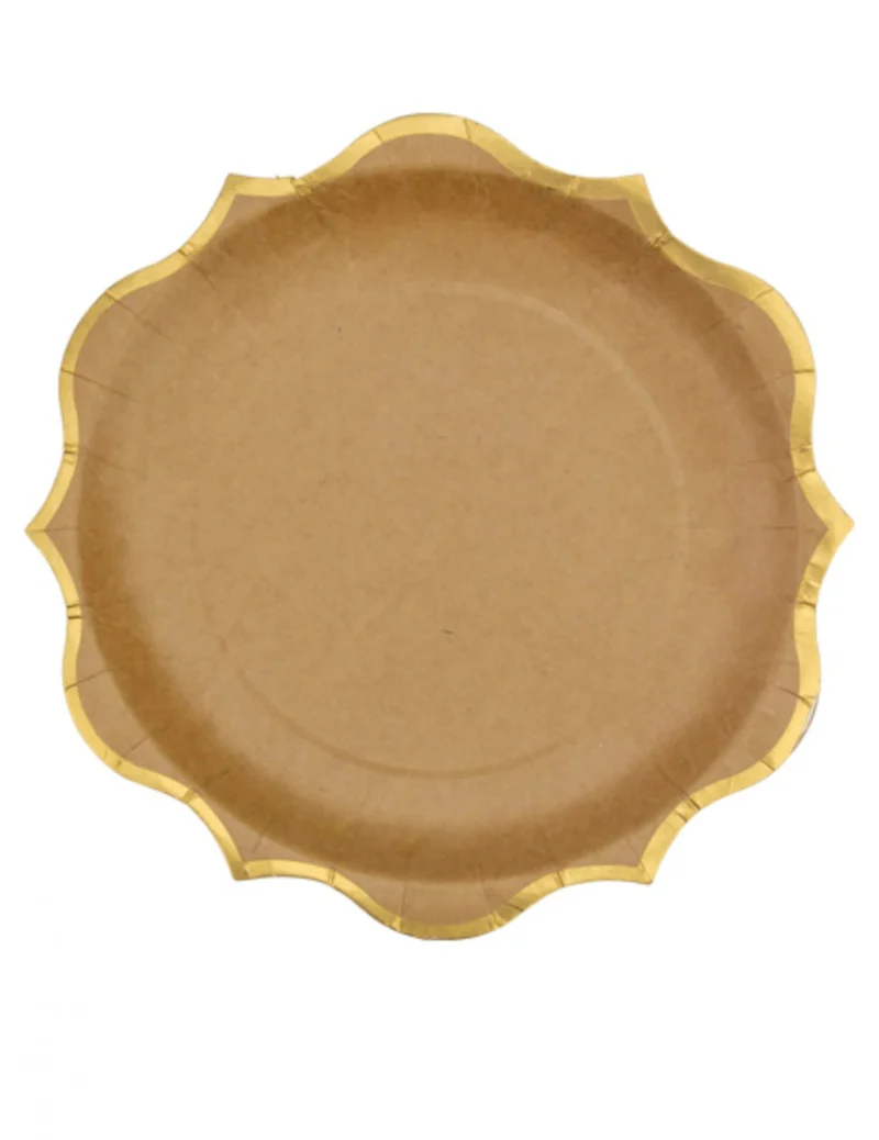 8 Kraftteller mit goldenen Rändern 23 cm chic und bohème