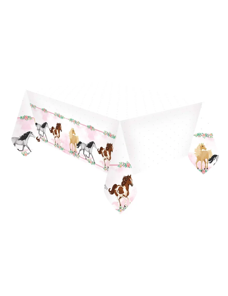 Plastik-Tischdecke hübsches Pferd 120 x 180 cm für Geburtstag