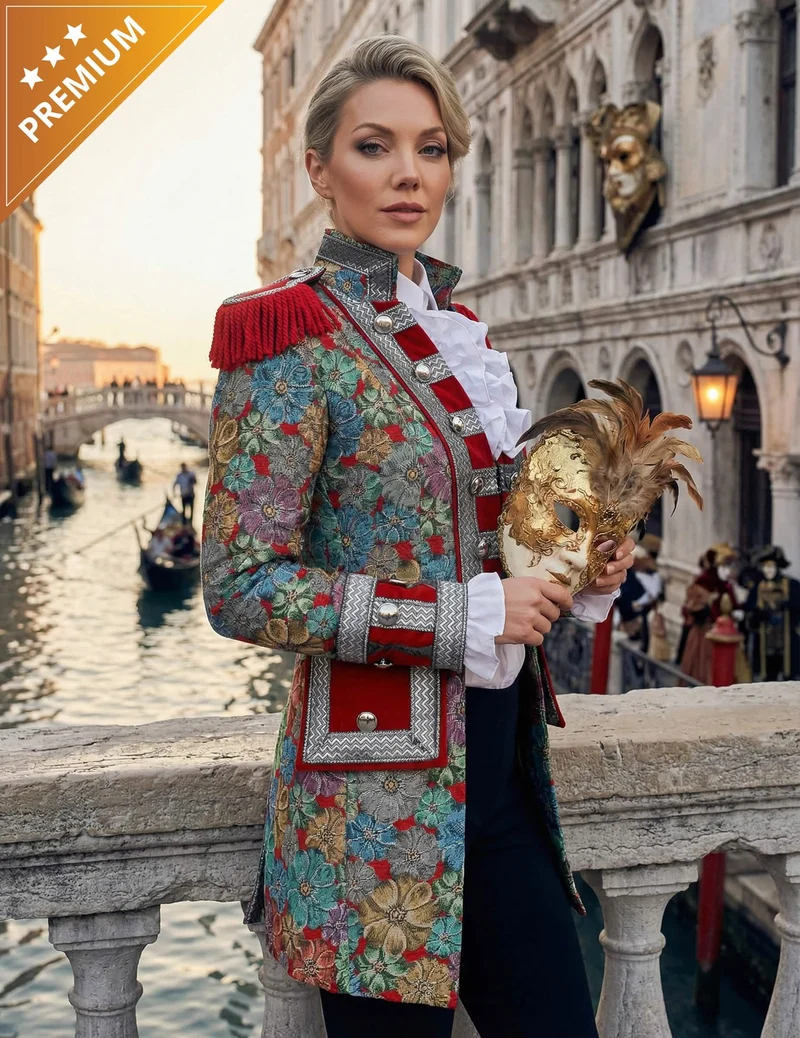 Hochwertige Karnevalsjacke für Damen mit Blumenmuster