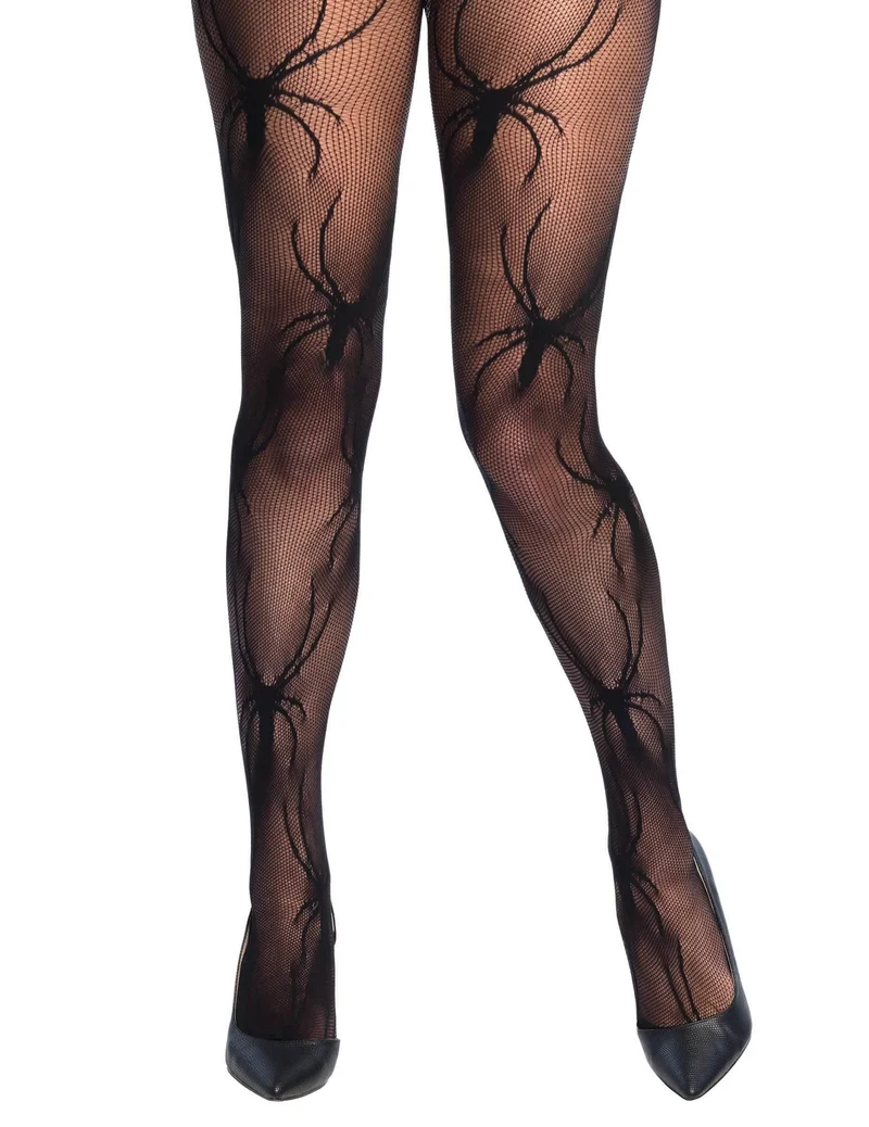 Schwarze Spinnen-Netzstrumpfhose für Damen