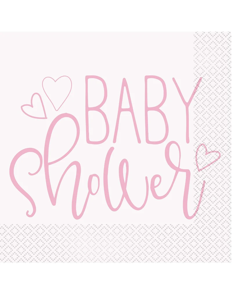 16 rosa-weiße Babyparty Papierservietten 33 x 33 cm Mädchen