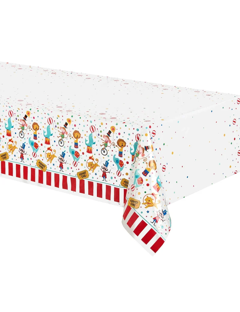 Zirkus-Plastiktischdecke 137 x 213 cm Tiere und Streifen