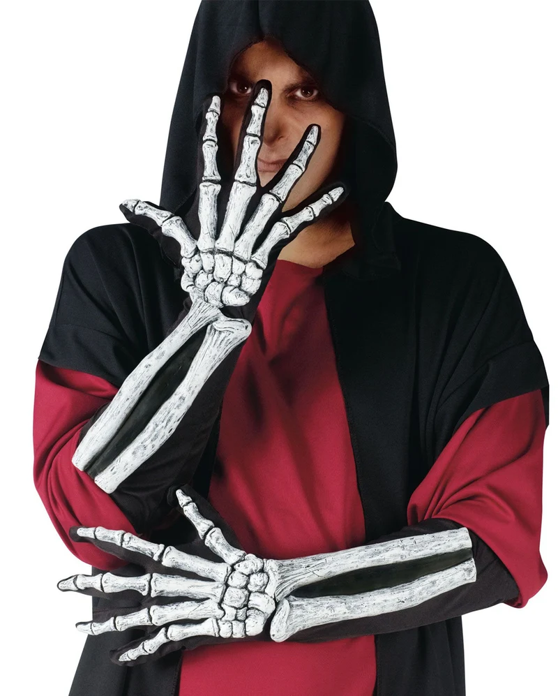 Knochenmann 3D Handschuhe weiß
