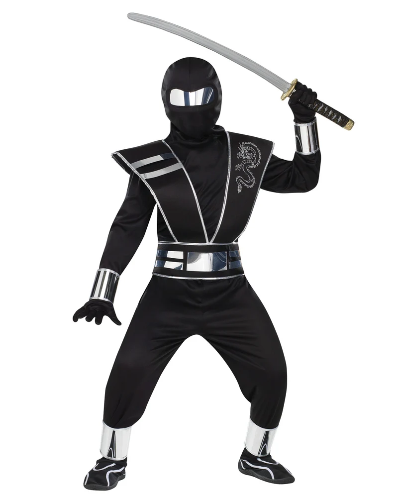 Kinder Ninja Kostüm mit Spiegel Effekt