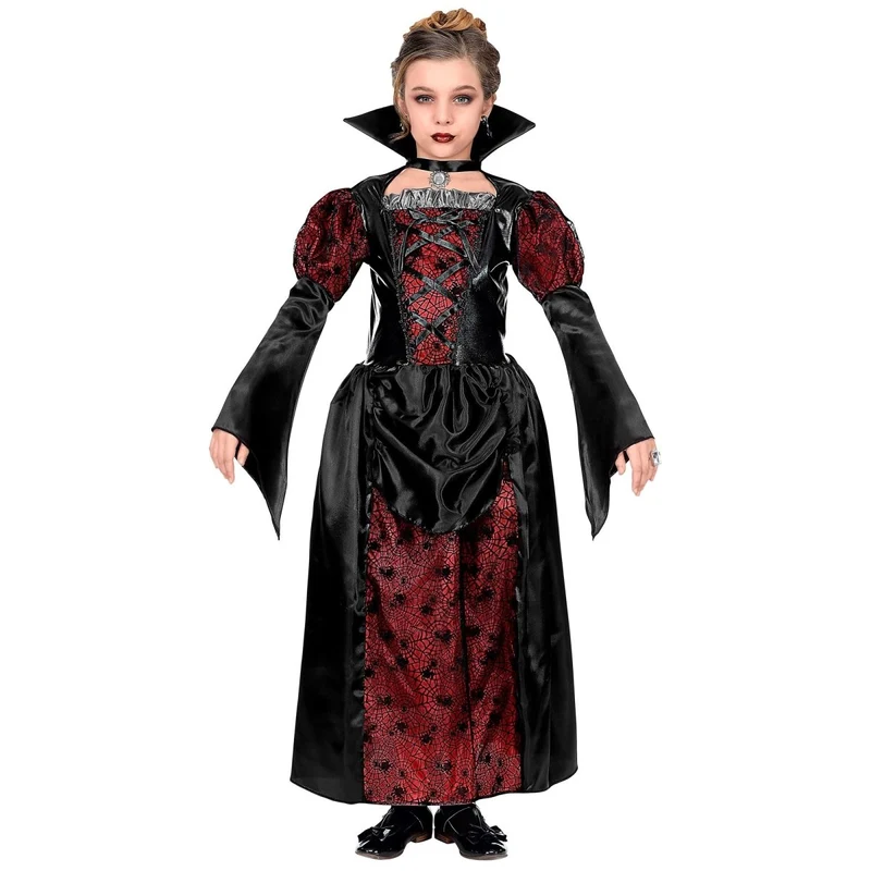 Halloween Kleid Schwarz Rot Mädchen Vampir