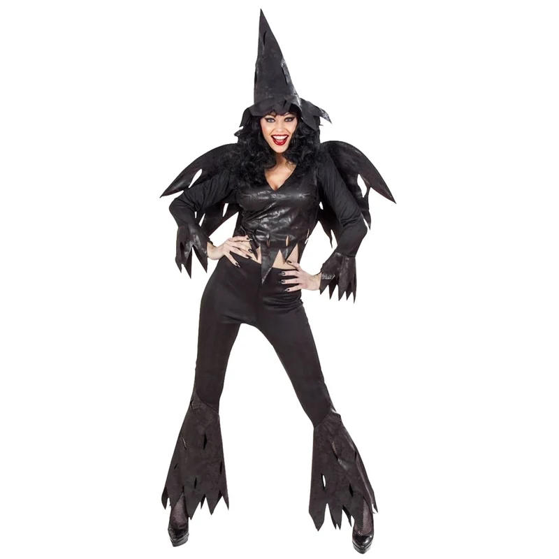 Halloween Kostüm Schwarz Damen Hexe 4 Stück
