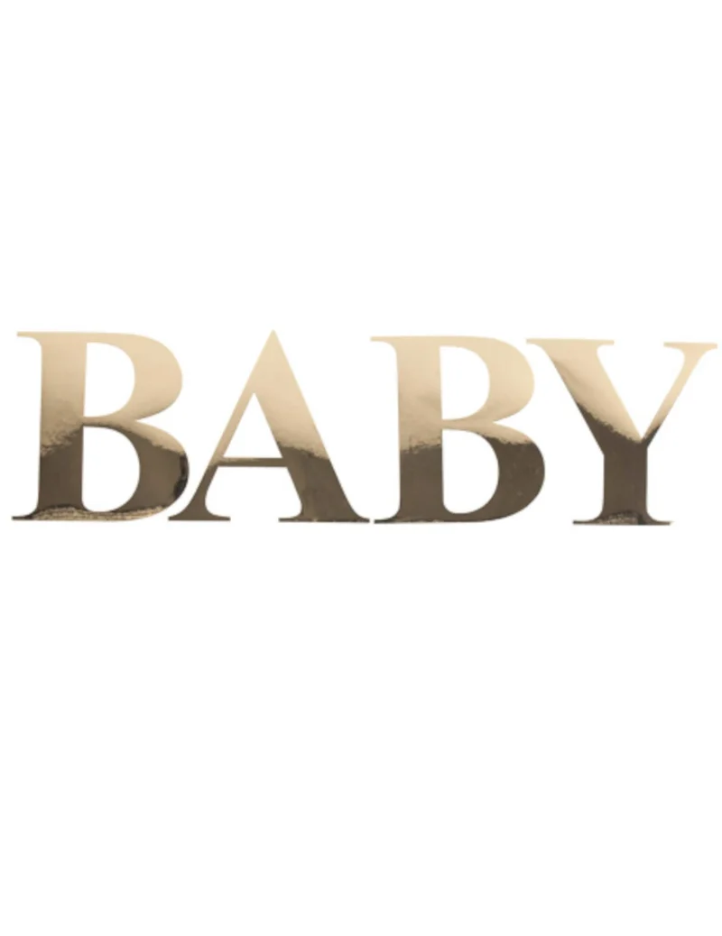Sticker "Baby" Buchstaben Gold 15 cm für Babyparty