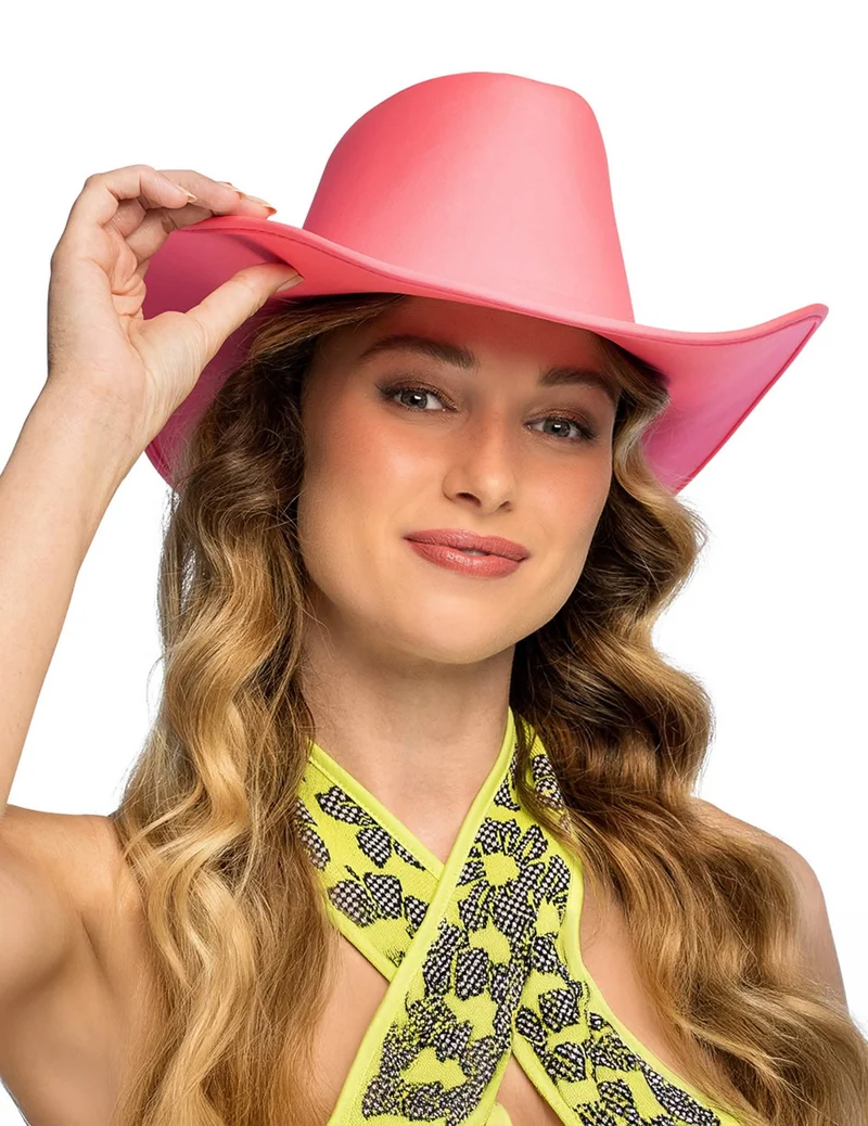 Neonrosa Cowboyhut für Erwachsene